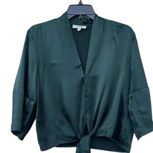 THE SEI SILK FRONT TIE BLOUSE